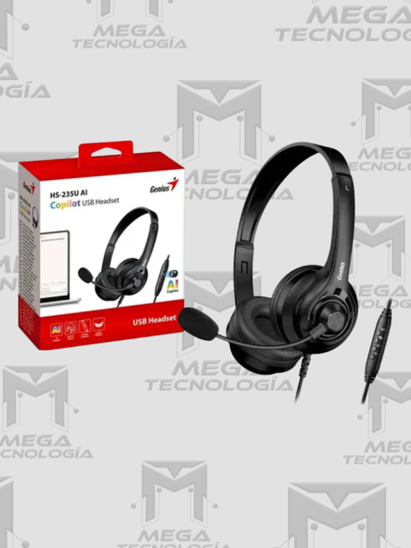 AUDIFONO CON MICROFONO GENIUS HS-235U AI COPILOT 40MM USB-A NEGRO