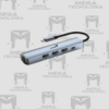 HUB USB-C GENIUS UH-545 GIGABIT ETHERNET 1-USB-C 3-USB-A PLATA