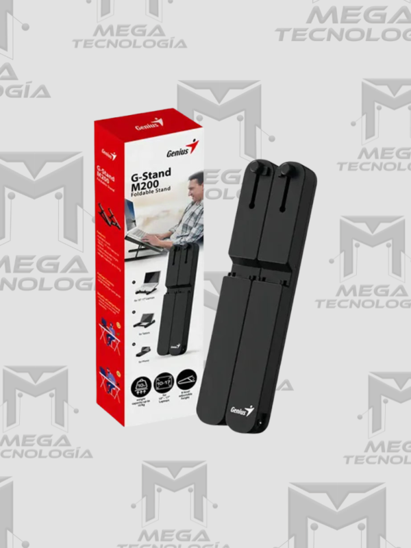 BASE GENIUS PARA NOTEBOOK-TABLET G-STAND M200 10"-17" PLEGABLE 6 NIVELES NEGRO