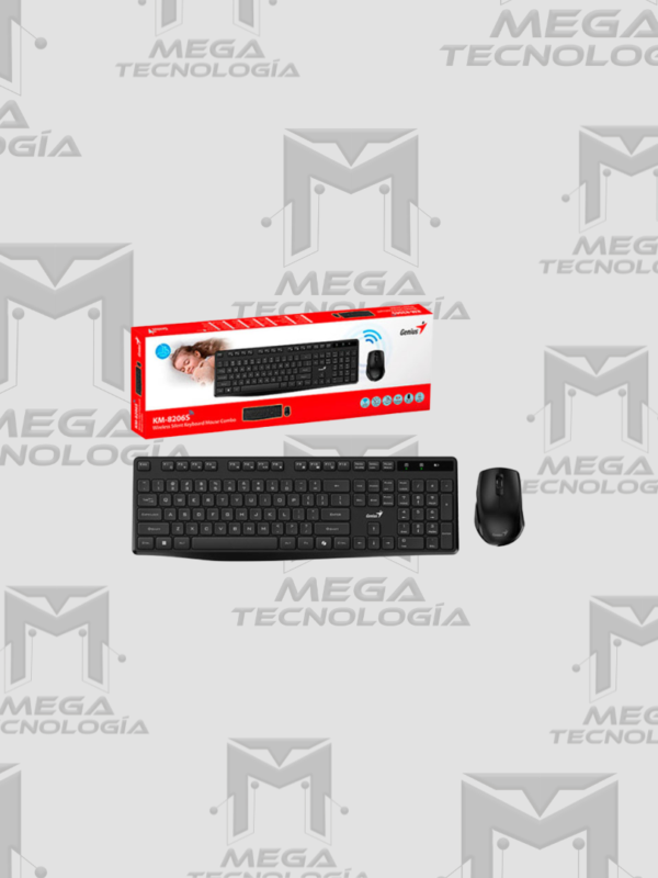TECLADO GENIUS + MOUSE INALAMBRICO KM-8206S AI COPILOT SILENT MULTIMEDIA SP NEGRO