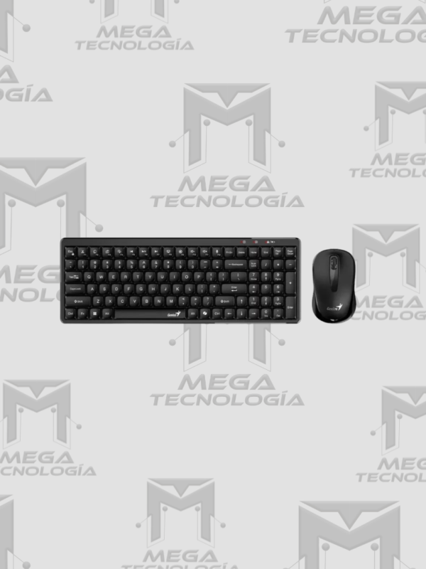 TECLADO GENIUS + MOUSE INALAMBRICO LUXEMATE Q8100 AI COPILOT COMPACT MULTIMEDIA SP NEGRO