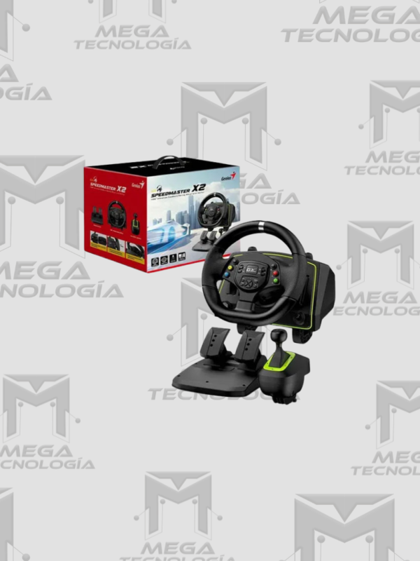 TIMON CON PEDAL + PALANCA GENIUS GX SPEED MASTER X2 DUAL MOTOR VIBRATION 1080° ROTACION PS4/PS3/PC USB NEGRO