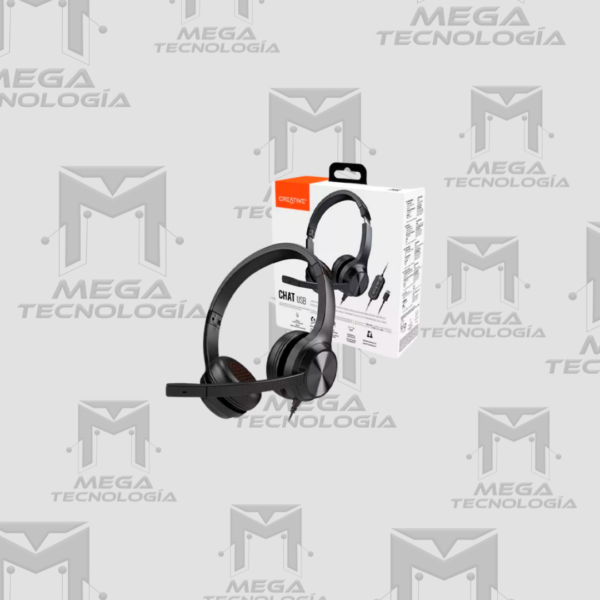 AUDIFONO CON MICROFONO CREATIVE CHAT USB 40MM USB-C/ADAPTADOR USB-A NOISE-CANCELLING MUTE NEGRO