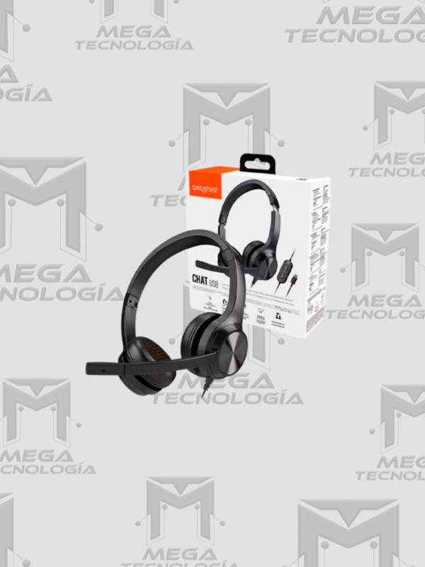 AUDIFONO CON MICROFONO CREATIVE CHAT USB 40MM USB-C/ADAPTADOR USB-A NOISE-CANCELLING MUTE NEGRO