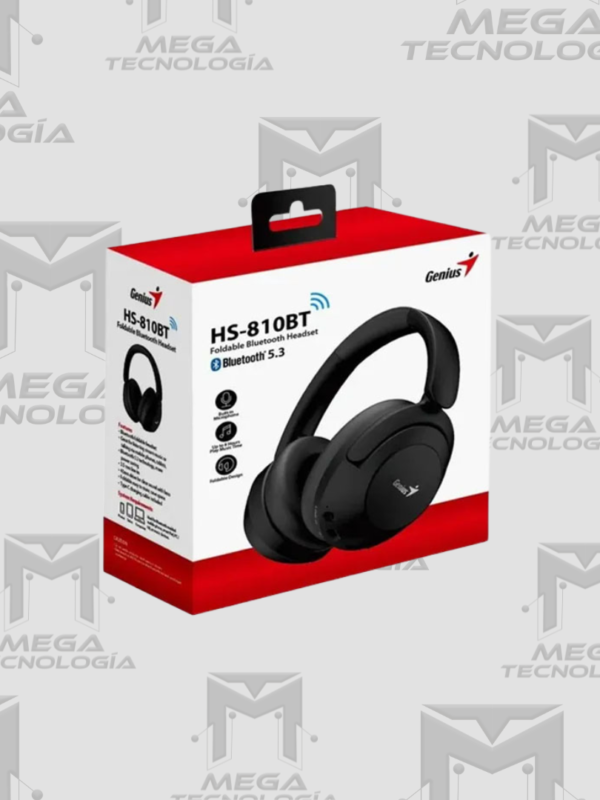AUDIFONO CON MICROFONO GENIUS HS-810BT BT/3.5MM 40MM 22H PLEGABLE NEGRO