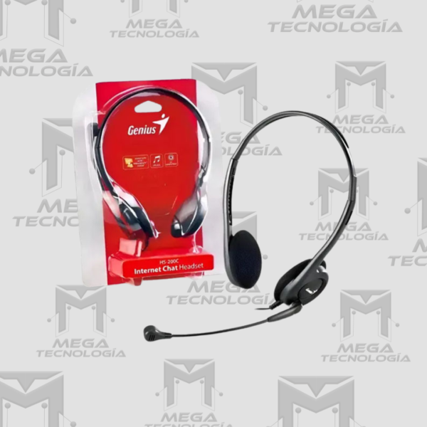 AUDIFONO CON MICROFONO GENIUS HS-200C MULTIPLATAFORMA 2X3.5MM/3.5MM NEGRO