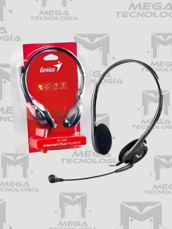 AUDIFONO CON MICROFONO GENIUS HS-200C MULTIPLATAFORMA 2X3.5MM/3.5MM NEGRO