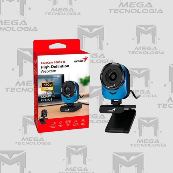 3 CAMARA GENIUS FACECAM 1000X Q HD 720P ROTACIÓN DE 360° USB AZUL
