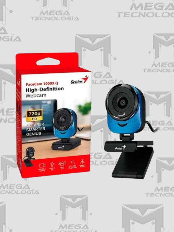 CAMARA GENIUS FACECAM 1000X Q HD 720P ROTACIÓN DE 360° USB AZUL