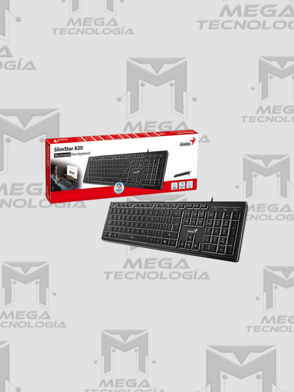 TECLADO GENIUS SLIMSTAR 820 AI COPILOT ANTI-GHOSTING RETROILUMINADO USB SP NEGRO