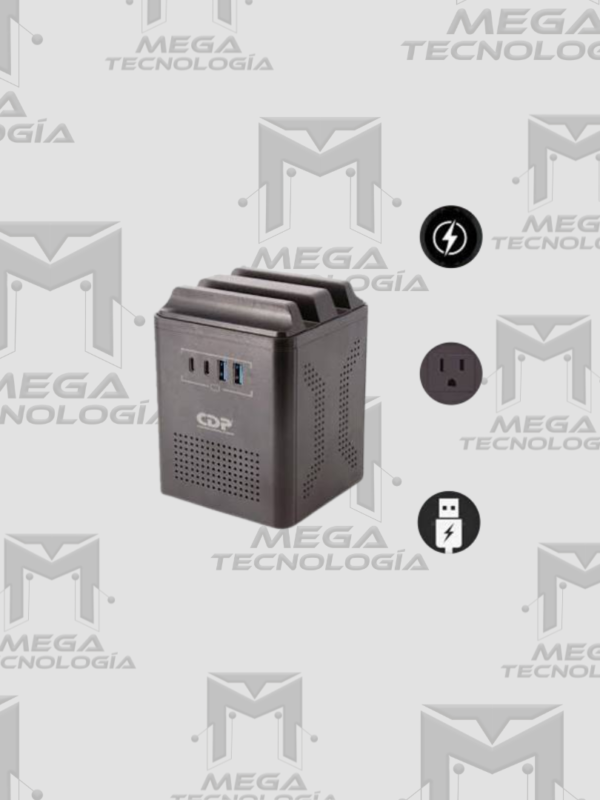 ESTABILIZADOR CDP RUAVR1004I 1000VA/500W 4 SALIDAS/2 USB-A/2 USB-C