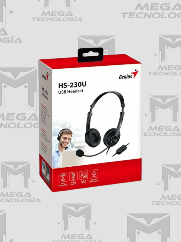 AUDIFONO CON MICROFONO GENIUS HS-230U USB-A 2.4M NEGRO