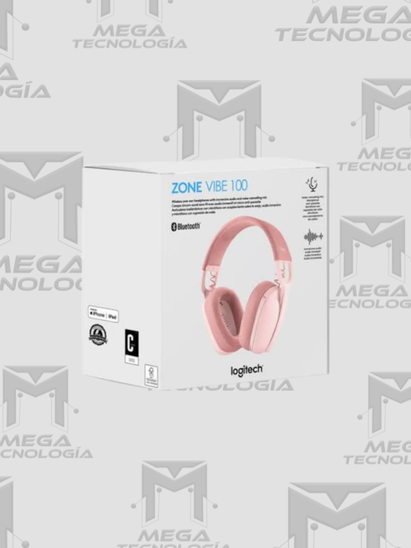 17 AUDIFONO CON MICROFONO LOGITECH ZONE VIBE 100 BLUETOOTH ROSA (981-001223)