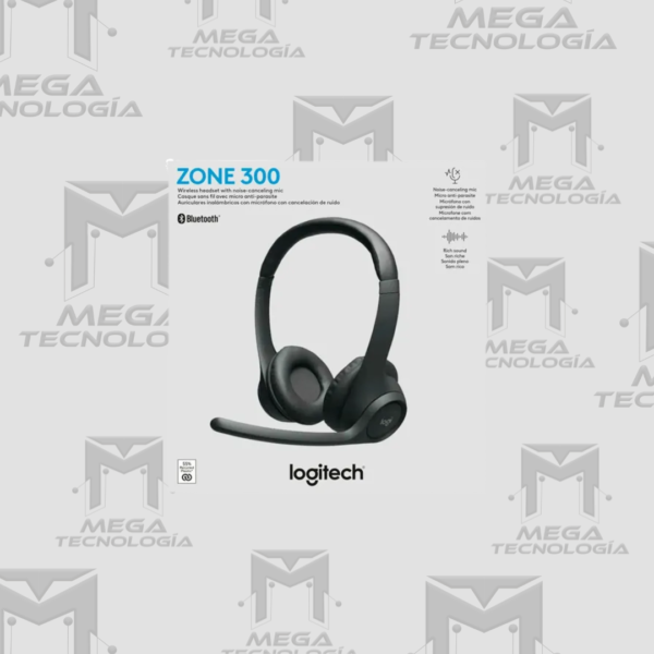 AUDIFONO CON MICROFONO LOGITECH ZONE 300 BLUETOOTH/20HRS NEGRO (981-001406)