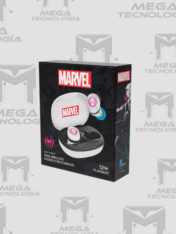 AUDIFONO CON MICROFOFO LICENCIADO XTECH TRUE INALAMBRICO GHOST SPIDER BLUETOOTH 5.1 12H 10M BLANCO (XTH-M701SG)