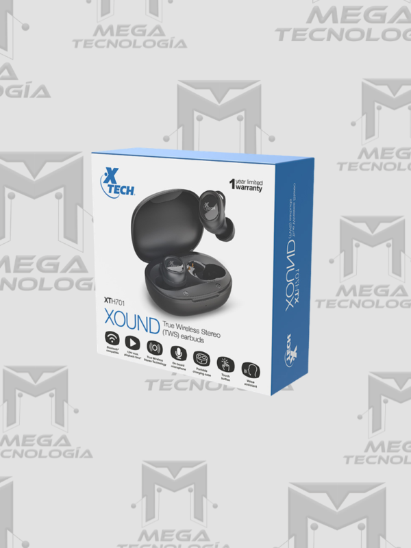 AUDIFONO CON MICROFONO XTECH XOUND TRUE INALAMBRICO BLUETOOTH NEGRO (XTH-701)